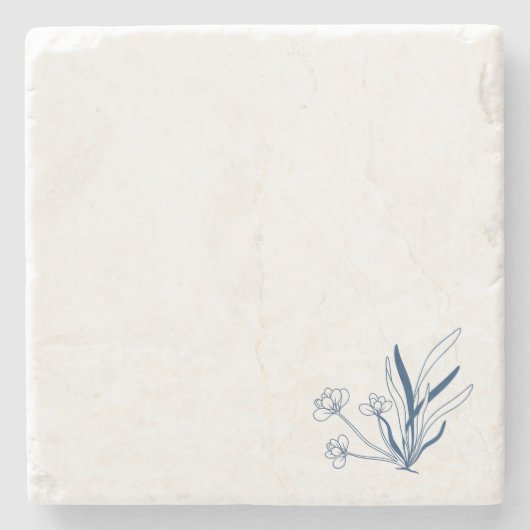 Soft Blue Floral | Coastal Minimalist Steinuntersetzer (Vorderseite)