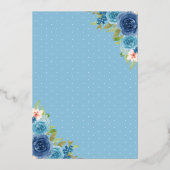 Soft Blue Floral Dress Butterfly Quinceanera Gold Folieneinladung (Rückseite)