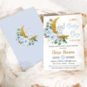 Soft Blue Floral Elephant Sweet Baby Boy Dusche Einladung