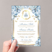 Soft Blue Floral Gold Arch muslimische Hochzeit Acryleinladungen (Insitu (Handheld))