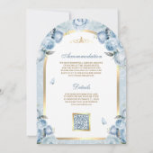 Soft Blue Floral Gold Arch muslimische Hochzeit Einladung (Rückseite)