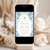 Soft Blue Floral Gold Arch muslimische Hochzeit Einladung