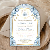 Soft Blue Floral Gold Arch muslimische Hochzeit Einladung