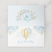Soft Blue Floral Hot Air Ballon Erlebnisdusche Platzkarte (Außenseite Aufgefaltet)