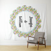 Soft Blue Floral Romantic Wedding Background Wandteppich (Beispiel (Horizontal))