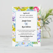 Soft Blue Floral Romantic Wedding Einladung (Stehend Vorderseite)