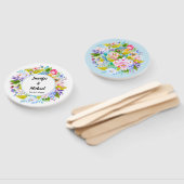 Soft Blue Floral Romantic WedgGuest Fans Fächer (Non-assembled)