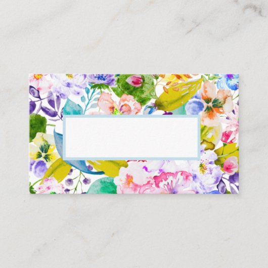 Soft Blue Floral Romantic WedgGuest Platzkarte (Vorderseite)