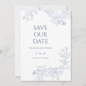 Soft Blue Floral Save the Date (Vorderseite)