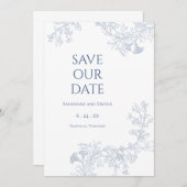 Soft Blue Floral Save the Date (Vorne/Hinten)