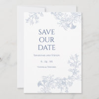 Soft Blue Floral Save the Date