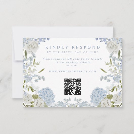Soft Blue Floral Wedding RSVP Karte (Vorderseite)