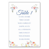 Soft Blue Floral Wedding Seating Chart Card Tischnummer (Vorderseite)