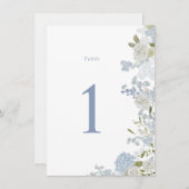 Soft Blue Floral Wedding Tischnummer (Vorne/Hinten)