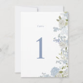 Soft Blue Floral Wedding Tischnummer (Vorderseite)