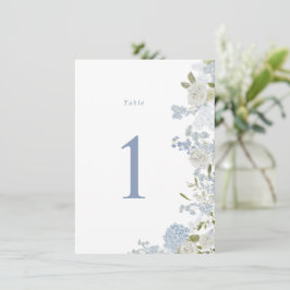 Soft Blue Floral Wedding Tischnummer