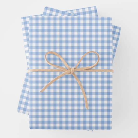 Soft Blue Gingham Karo Pattern Geschenkpapier Set (Beispiel)