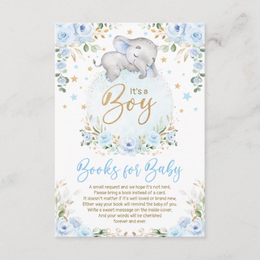 Soft Blue Gold Elephant Books for Baby Books Begleitkarte (Vorderseite)