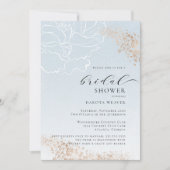 Soft Blue Gold Floral Brautparty Einladung (Vorderseite)