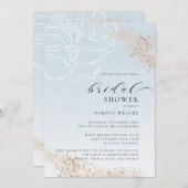 Soft Blue Gold Floral Brautparty Einladung (Vorne/Hinten)