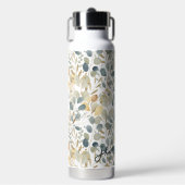 Soft Blue Gold Hübsch Leaf Bläsername Trinkflasche (Vorderseite)