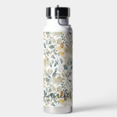 Soft Blue Gold Hübsch Leaf Bläsername Trinkflasche (Links)
