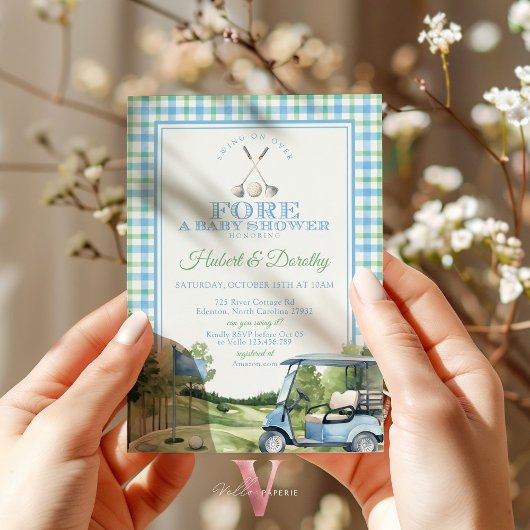 Soft Blue Green PAR T-SHIRT Golf Baby Dusche laden Einladung