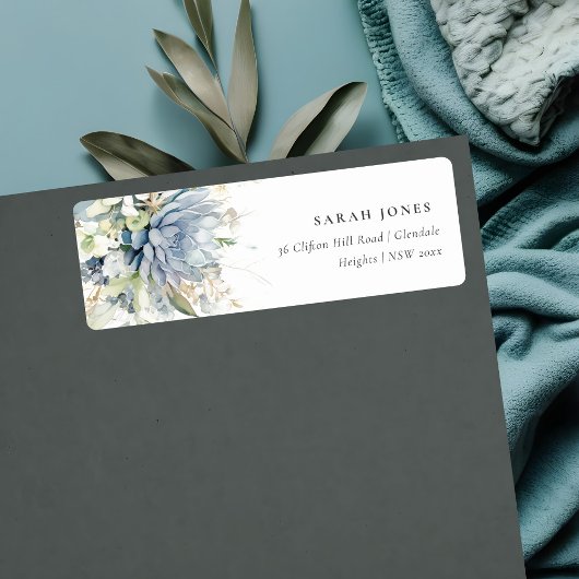 Soft Blue Green Succulator Botanical Floral Addres