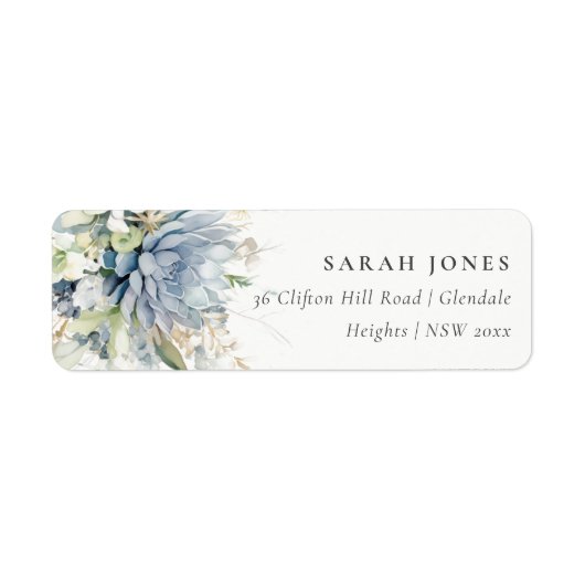 Soft Blue Green Succulent Floral Botanical Address (Vorne)