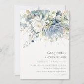 Soft Blue Green Succulent Floral Botanical Wedding Einladung (Vorderseite)