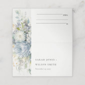 Soft Blue Green Succulent Floral Botanical Wedding Platzkarte (Außenseite Aufgefaltet)