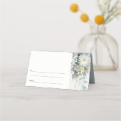 Soft Blue Green Succulent Floral Botanical Wedding Platzkarte (Rückseite)
