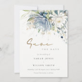 Soft Blue Green Succulent Floral Botanical Wedding Save The Date (Vorderseite)