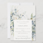 Soft Blue Green Succulent Floral Bridal Shower Einladung (Vorderseite)