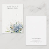 Soft Blue Green Succulent Floral Earring Display Visitenkarte (Vorne/Hinten)