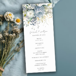 Soft Blue Green Succulent Floral Wedding Program Einladung