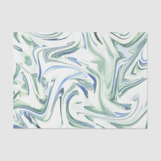 'Soft Blue Green Watercolor Swirl' Abstrakt Seidenpapier (Vorderseite)