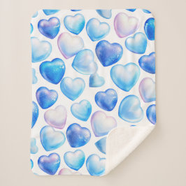 Soft Blue Heart Sherpa Blanket (klein) Sherpadecke