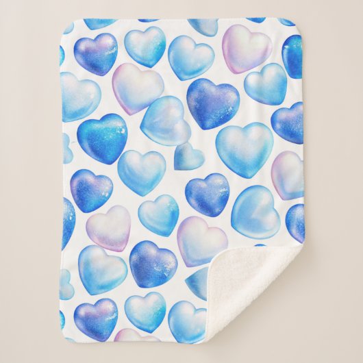 Soft Blue Heart Sherpa Blanket (klein) Sherpadecke (Vorderseite)
