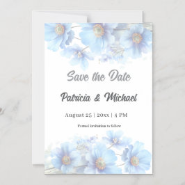 Soft Blue Himalayan Poppy Flower Garden Wedding Magneteinladung