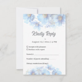 Soft Blue Himalayan Poppy Flower Garden Wedding RSVP Karte