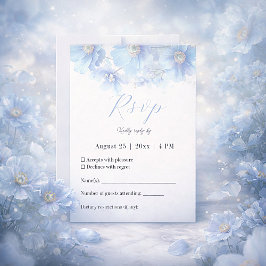 Soft Blue Himalayan Poppy Flower Garden Wedding RSVP Karte