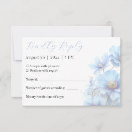 Soft Blue Himalayan Poppy Flower Garden Wedding RSVP Karte