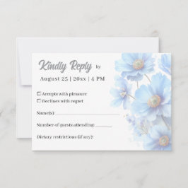 Soft Blue Himalayan Poppy Flower Garden Wedding RSVP Karte