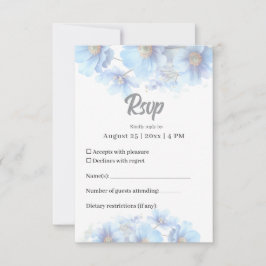 Soft Blue Himalayan Poppy Flower Garden Wedding RSVP Karte
