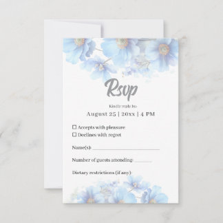 Soft Blue Himalayan Poppy Flower Garden Wedding RSVP Karte