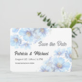 Soft Blue Himalayan Poppy Flower Garden Wedding  Save The Date (Stehend Vorderseite)
