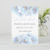 Soft Blue Himalayan Poppy Flower Garden Wedding  Save The Date (Stehend Vorderseite)