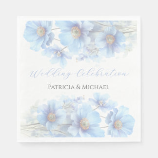 Soft Blue Himalayan Poppy Flower Garden Wedding  Serviette