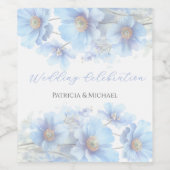 Soft Blue Himalayan Poppy Flower Garden Wedding  Weinetikett (Einzelnes Label)